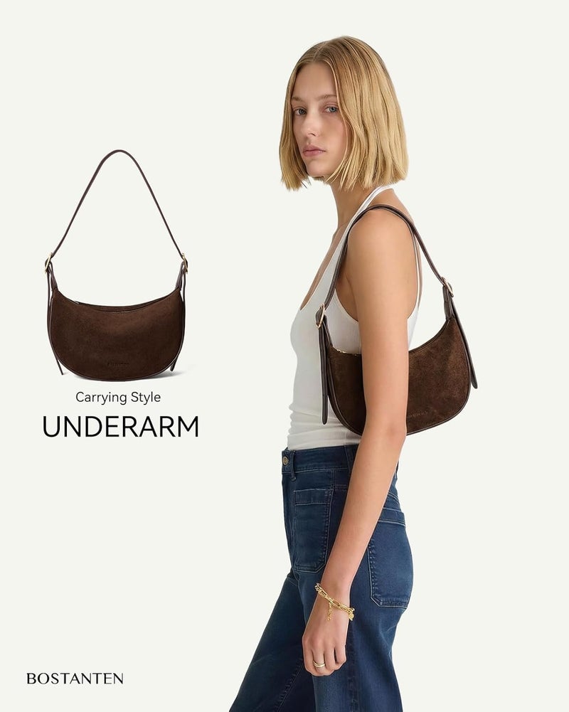 Bostanten Purses for Women Small Crossbody Bags Crescent Shoulder Bag Hobo Handbag with Adjustable Strap - Image 2
